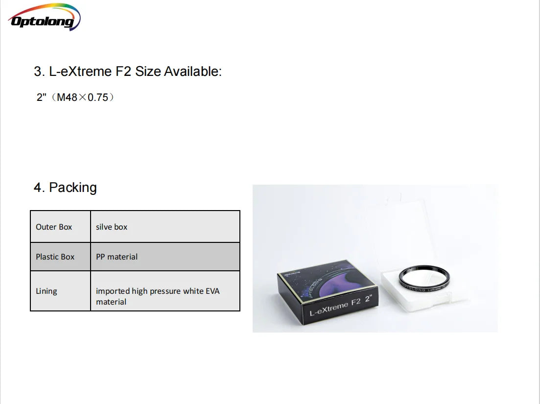 Optolong L-Extreme F2 Fast Filter 2 Inch